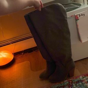 Lane Bryant, size 9, 3 inch heel, gray suede thigh high boots